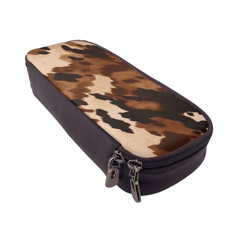 Federmäppchen mit kanadischer Flagge, bedrucktes Leder, multifunktionaler Organizer für Schule, Büro und Reisen, Braunes Rindsleder., Einheitsgröße, Schulranzen von DENMER