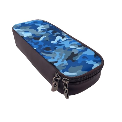 Federmäppchen mit kanadischer Flagge, bedrucktes Leder, multifunktionaler Organizer für Schule, Büro und Reisen, blau (tarnfarben), Einheitsgröße, Schulranzen von DENMER