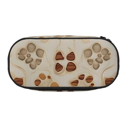 Federmäppchen mit kanadischer Flagge, bedrucktes Oxford-Gewebe, geräumiges Design für Schule, Büro, Reisen – Mehrzweck-Schreibwaren und Make-up-Tasche, Knochen- und Pfotenabdruck., Einheitsgröße von DENMER