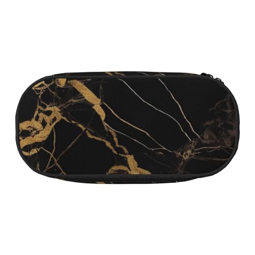 Federmäppchen mit kanadischer Flagge, bedrucktes Oxford-Gewebe, geräumiges Design für Schule, Büro, Reisen – Mehrzweck-Schreibwaren und Make-up-Tasche, Schwarz Gold Marmor, Einheitsgröße, Schulranzen von DENMER