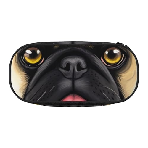 Federmäppchen mit kanadischer Flagge, bedrucktes Oxford-Gewebe, geräumiges Design für Schule, Büro, Reisen – Mehrzweck-Schreibwaren und Make-up-Tasche, Schwarzgelber Mops, Einheitsgröße, Schulranzen von DENMER