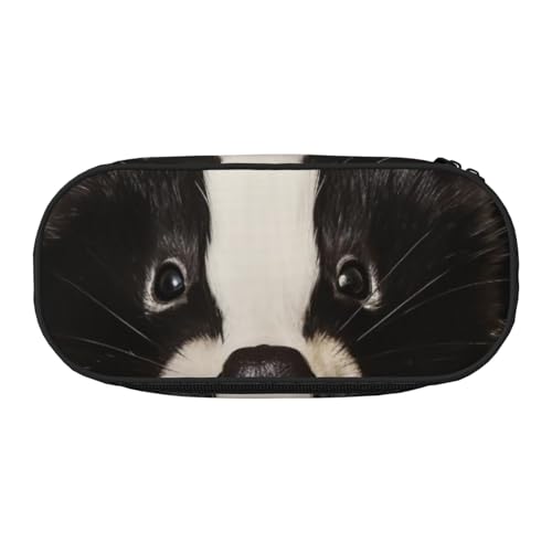 Federmäppchen mit niedlichem Eichhörnchen-Motiv, bedrucktes Oxford-Gewebe, geräumiges Design für Schule, Büro, Reisen – Mehrzweck-Schreibwaren und Make-up-Tasche, Niedliches Stinktier, Einheitsgröße von DENMER