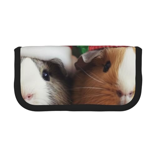 Federmäppchen mit niedlichem Hundemotiv, bedrucktes Leinen-Federmäppchen, geräumiges Stifteetui für Schule, Büro und Reisen, Niedliche Meerschweinchen für Weihnachten, Einheitsgröße, Schulranzen von DENMER