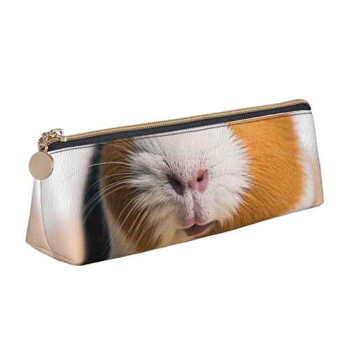 Federmäppchen mit niedlichem Hundemotiv, mit Reißverschluss, niedlicher Schreibwaren-Organizer, PVC-Leder, dreieckig, Make-up-Tasche, Stiftebeutel, Süßes Meerschweinchen, Einheitsgröße, Schulranzen von DENMER