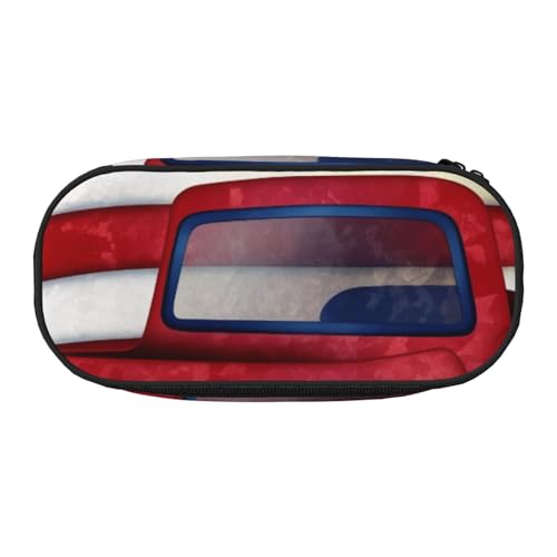 Federmäppchen mit niedlichem Meerschweinchen mit Hut, bedrucktes Oxford-Gewebe, geräumiges Design für Schule, Büro, Reisen, Mehrzweck-Schreibwaren und Make-up-Tasche, Patriotische US-Flagge 4. Juli von DENMER