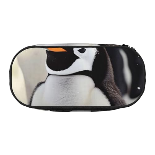 Federmäppchen mit niedlichem Pinguin-Tiermuster, bedrucktes Oxford-Gewebe, geräumiges Design für Schule, Büro, Reisen – Mehrzweck-Schreibwaren und Make-up-Tasche, Niedliches Pinguin-Tiermuster von DENMER