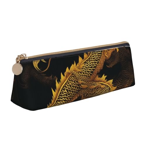 Federmäppchen mit traditionellem Weihnachts-Zwerg, 1 bedrucktes Federmäppchen, niedlicher Schreibwaren-Organizer, PVC-Leder, dreieckig, Make-up-Tasche, Stiftebeutel, Chinesischer goldener gelber von DENMER