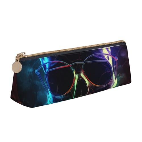 Federmäppchen mit traditionellem Weihnachts-Zwerg, 1 bedrucktes Federmäppchen, niedlicher Schreibwaren-Organizer, PVC-Leder, dreieckig, Make-up-Tasche, Stiftebeutel, Cooler Totenkopf, Einheitsgröße von DENMER