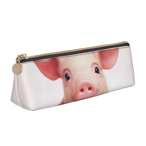 Federmäppchen mit traditionellem Weihnachts-Zwerg, 1 bedrucktes Federmäppchen, niedlicher Schreibwaren-Organizer, PVC-Leder, dreieckig, Make-up-Tasche, Stiftebeutel, Süßes Schwein, Einheitsgröße von DENMER