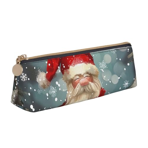 Federmäppchen mit traditionellem Weihnachts-Zwerg, 1 bedrucktes Federmäppchen, niedlicher Schreibwaren-Organizer, PVC-Leder, dreieckig, Make-up-Tasche, Stiftebeutel, Traditioneller Weihnachtswichtel 1 von DENMER