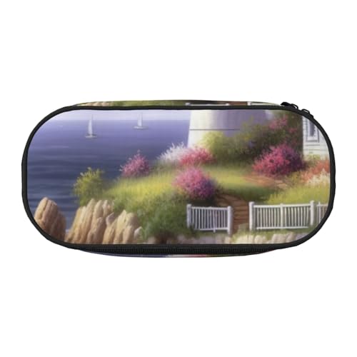 Federmäppchen mit tropischem Strandpalmen-Motiv, bedrucktes Oxford-Gewebe mit geräumigem Design für Schule, Büro, Reisen – Mehrzweck-Schreibwaren und Make-up-Tasche, Diamant-Malerei, Einheitsgröße von DENMER