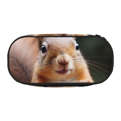 Federmäppchen mit tropischem Strandpalmen-Motiv, bedrucktes Oxford-Gewebe mit geräumigem Design für Schule, Büro, Reisen – Mehrzweck-Schreibwaren und Make-up-Tasche, Lustiges Eichhörnchen-Tier von DENMER