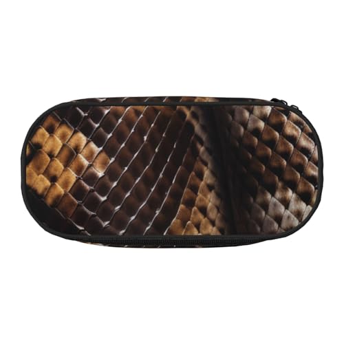 Federmäppchen mit tropischem Strandpalmen-Motiv, bedrucktes Oxford-Gewebe mit geräumigem Design für Schule, Büro, Reisen – Mehrzweck-Schreibwaren und Make-up-Tasche, Schlangenleder-Optik von DENMER