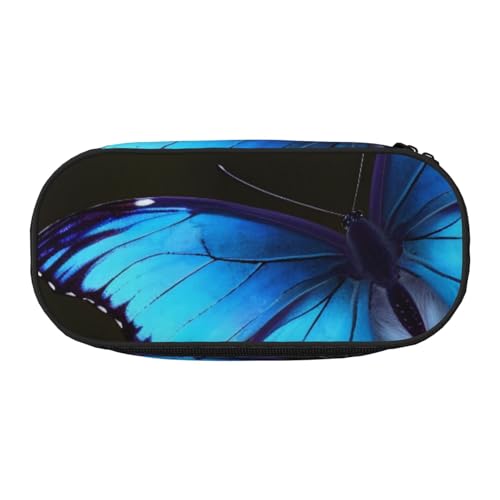 Federmäppchen mit tropischem Strandpalmen-Motiv, bedrucktes Oxford-Gewebe mit geräumigem Design für Schule, Büro, Reisen – Mehrzweck-Schreibwaren und Make-up-Tasche, Schöner blauer Schmetterling für von DENMER