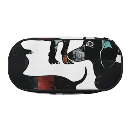 Flying Dove Federmäppchen aus Oxford-Stoff, mit geräumigem Design für Schule, Büro, Reisen – Mehrzweck-Schreibwaren und Make-up-Tasche, Dackel-Hund, Schwarz, Einheitsgröße, Schulranzen von DENMER