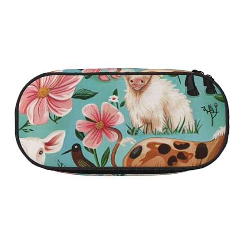 Flying Dove Federmäppchen aus Oxford-Stoff, mit geräumigem Design für Schule, Büro, Reisen – Mehrzweck-Schreibwaren und Make-up-Tasche, FARM TIER, Einheitsgröße, Schulranzen von DENMER