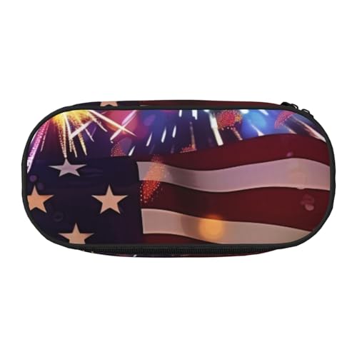 Flying Dove Federmäppchen aus Oxford-Stoff, mit geräumigem Design für Schule, Büro, Reisen – Mehrzweck-Schreibwaren und Make-up-Tasche, Feuerwerk Amerikanische Flagge 4. Juli, Einheitsgröße von DENMER