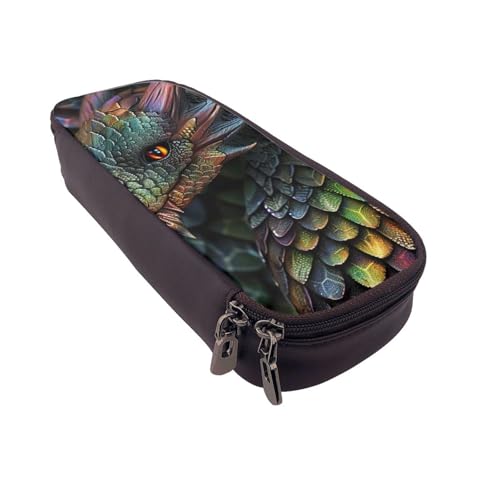 Flying Dove bedrucktes Leder-Flip-Federmäppchen – multifunktionaler Organizer für Schule, Büro und Reisen, Drachenwaage., Einheitsgröße, Schulranzen von DENMER