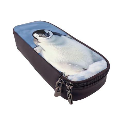 Flying Dove bedrucktes Leder-Flip-Federmäppchen – multifunktionaler Organizer für Schule, Büro und Reisen, Süßer Pinguin, Einheitsgröße, Schulranzen von DENMER