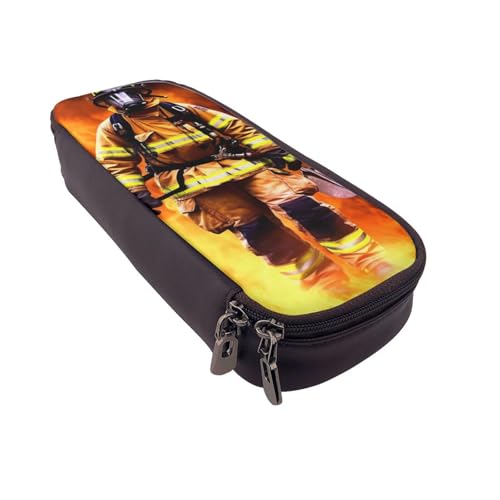 Jagd fliegende Wildenten 6 bedruckte Leder-Flip-Federmäppchen – multifunktionaler Organizer für Schule, Büro und Reisen, Feuerwehrmann Feuerwehrmann Flamme, Einheitsgröße, Schulranzen von DENMER