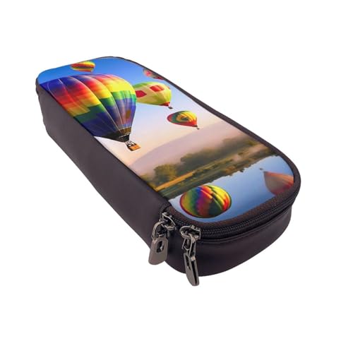 Jagd fliegende Wildenten 6 bedruckte Leder-Flip-Federmäppchen – multifunktionaler Organizer für Schule, Büro und Reisen, Heißluftballons, Einheitsgröße, Schulranzen von DENMER