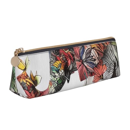 Lustiges Federmäppchen mit Astronautenmotiv, bedruckt, mit Reißverschluss, niedlicher Schreibwaren-Organizer, PVC-Leder, dreieckig, Make-up-Tasche, Stiftebeutel, elefant, Einheitsgröße, Schulranzen von DENMER