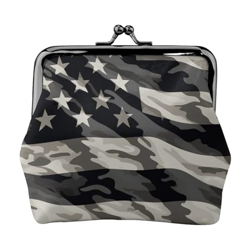 Niedliche Hahn-Hühner-Münzbörse, Mini-Geldbörse mit Kiss-Lock-Verschluss, perfekt für Münzen und kleine Utensilien, Camouflage Amerikanische Flagge, Einheitsgröße von DENMER