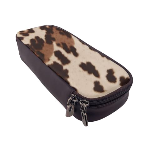 Niedliches Eichhörnchen-bedrucktes Leder-Flip-Federmäppchen – multifunktionaler Organizer für Schule, Büro und Reisen, Kuhfell-Aufdruck, Einheitsgröße, Schulranzen von DENMER