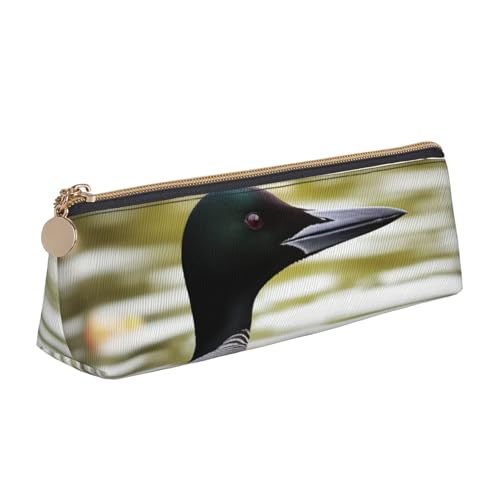 Schönes, lustiges Federmäppchen mit Flamingo-Muster, Reißverschluss, niedlicher Schreibwaren-Organizer, PVC-Leder, dreieckig, Make-up-Tasche, Stiftebeutel, Loon Nature Bird, Einheitsgröße, Schulranzen von DENMER