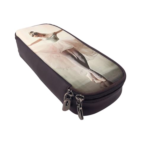 Schönes Federmäppchen aus Leder mit Pfauenmotiv, multifunktionaler Organizer für Schule, Büro und Reisen, Ballettschuhe, Einheitsgröße, Schulranzen von DENMER