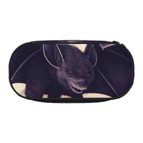 Schönes Federmäppchen mit Glitzerdruck, Oxford-Stoff, geräumiges Design für Schule, Büro, Reisen, Mehrzweck-Schreibwaren und Make-up-Tasche, Fledermausdruck, Einheitsgröße, Schulranzen von DENMER