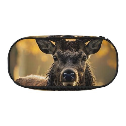 Schönes Federmäppchen mit Glitzerdruck, Oxford-Stoff, geräumiges Design für Schule, Büro, Reisen, Mehrzweck-Schreibwaren und Make-up-Tasche, Hirschgeweih, Einheitsgröße, Schulranzen von DENMER