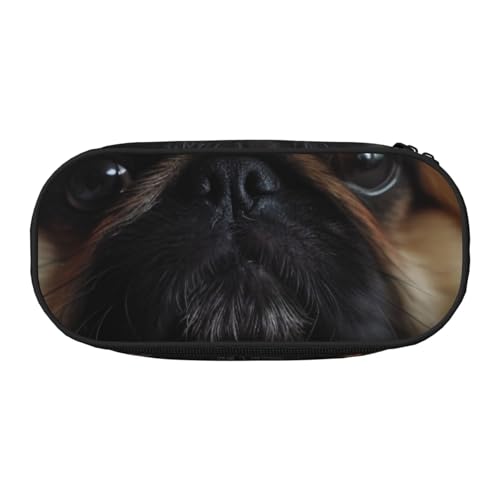 Schönes Federmäppchen mit Pfauenmotiv, Oxford-Stoff, geräumiges Design für Schule, Büro, Reisen, Mehrzweck-Schreibwaren und Make-up-Tasche, Niedlicher Pekinese, Einheitsgröße, Schulranzen von DENMER