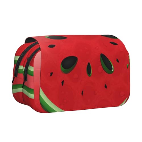 Spring Happy Festival Holiday bedrucktes Flip-Federmäppchen mit 2 Fächern, großes Fassungsvermögen, tragbarer Schreibwaren-Organizer für Schule, Reisen und Kunst, Rote Wassermelone, Einheitsgröße von DENMER