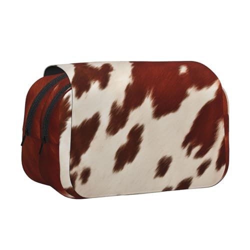 Spring Happy Festival Holiday bedrucktes Flip-Federmäppchen mit 2 Fächern, großes Fassungsvermögen, tragbarer Schreibwaren-Organizer für Schule, Reisen und Kunst, Rotes und weißes Rindsleder von DENMER