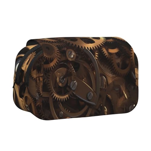 Traditioneller Weihnachts-Zwerg 1 bedrucktes Flip-Federmäppchen mit 2 Fächern, großes Fassungsvermögen, tragbarer Schreibwaren-Organizer für Schule, Reisen und Kunst, Coole Steampunk-Getriebe von DENMER