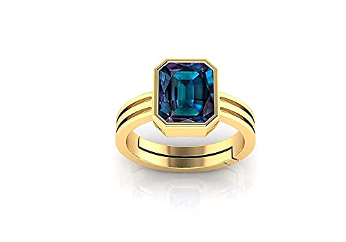 B0DK7J16DD Ring, unbeheizt, unbehandelt, 10,00 Ratti A+, natürlicher Alexandrit, vergoldet, für Damen und Herren, Lab zertifiziert von DENMOUS