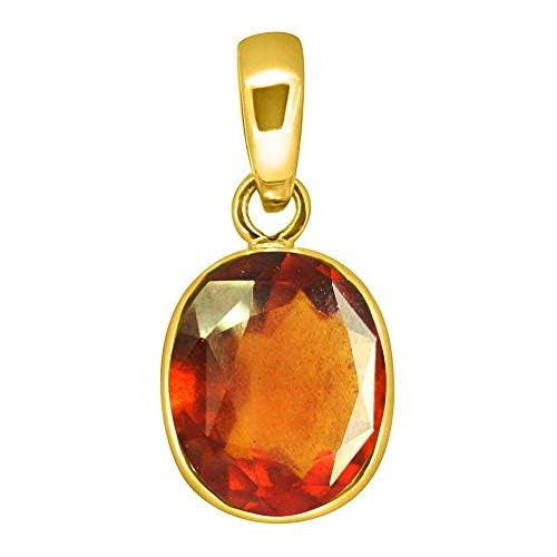 DENMOUS 13,25 Ratti 12,47 Karat Hessonit-Granatstein, Ashtdhatu, vergoldeter Anhänger, Original und zertifiziert von Wtgtl Natürlicher Gomed Edelstein, unbeheizt und unbehandelt für astrologische von DENMOUS
