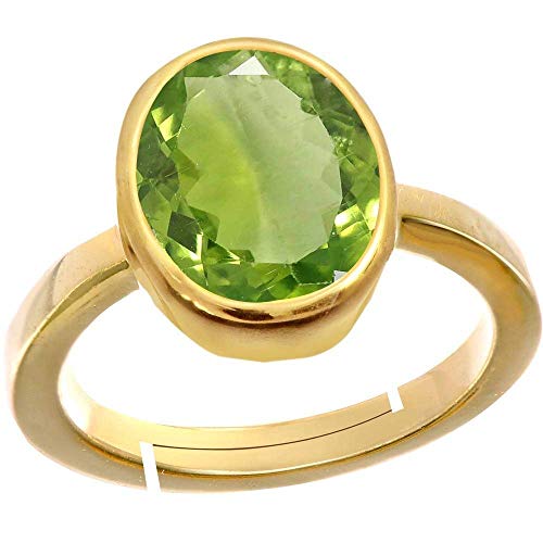 DENMOUS 6,25 Karat Aa++ Qualitätszertifizierter natürlicher grüner Peridot Edelstein Panchdhatu Metall verstellbarer Ring / Anguthi für Damen und Herren - B0C2Q7K2GG von DENMOUS