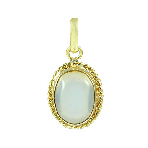 DENMOUS 8,25 Ratti zertifizierter Mondstein-Anhänger natürlicher ovaler loser Edelstein für Damen und Herren - B07ZD8T5-DNM von DENMOUS