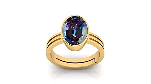 DENMOUS Alexandrit-Ring mit Farbwechsel, vergoldet, AAA-Qualität, ausgezeichneter glänzender Stein, 7,00 Karat, für Damen und Herren, Größe S (GGTL-Labor – zertifiziert)-B0DK7JR8DMS von DENMOUS