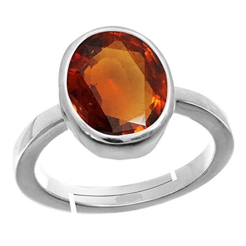 DENMOUS Gomed Ring 6,25 Ratti 5,00 Karat natürlicher und zertifizierter Hessonit-Granat (Gomed) astrologischer Edelstein, verstellbar, für Damen und Herren - B08TRJNBDNM, S, Edelstein von DENMOUS
