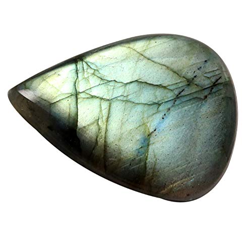 DENMOUS Labradorit Birnen-Cabochon, natürlicher loser Edelstein, 52,85 Karat, Oe96-B08TWT7QGG von DENMOUS
