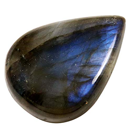 DENMOUS Labradorit Kl37-B081STW7DN natürlicher blauer Blitz-Edelstein, Birne, loser Cabochon, 45 Karat von DENMOUS