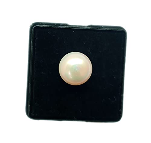 DENMOUS Zertifizierter Culcher Pearl Moti 6,25 Ratti * Weißer runder Cabochune-Edelstein für Damen und Herren - B09G161W-DNM von DENMOUS