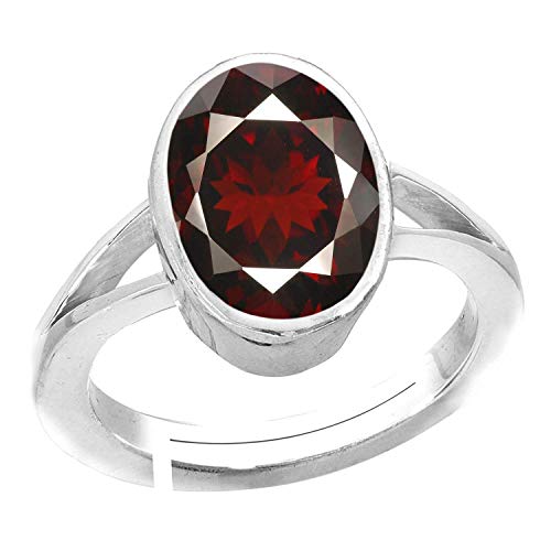 Gomed Ring Karat versilbert 7,25 natürlicher und zertifizierter Hessonit-Granat (Gomed) astrologischer Edelstein, verstellbar, für Damen und Herren - B0C61VT2DD von DENMOUS