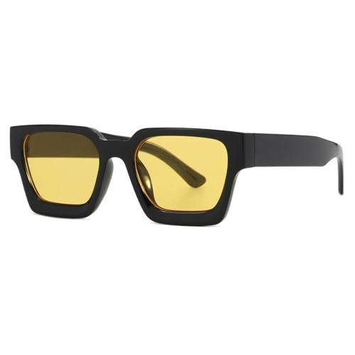 DENUVI Gradual Change Sonnenbrille Damen Übergroß Herren Grün UV400 für Outdoor-Sportarten Laufen und Reiten, Schwarz Gelb von DENUVI