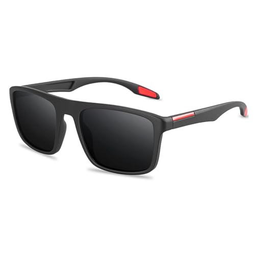 DENUVI Herren-Sonnenbrille, UV400, für Outdoor-Sport, Laufen und Reisen, Schwarz, Rot, Schwarz DENUVI Herren-Sonnenbrille, UV400, für Outdoor-Sport, Laufen und Reisen, Schwarz, Rot, Schwarz von DENUVI