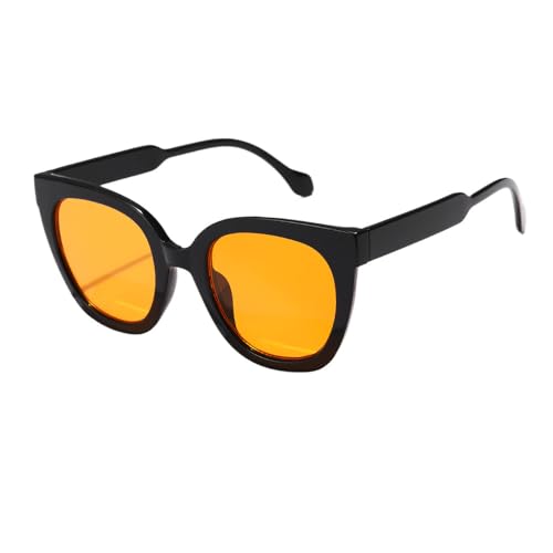 DENUVI Leopard Runde Sonnenbrille UV400 Mann Frau Cat Eye Weiblich Farbverlauf für Outdoor-Sportarten Laufen und Reisen, schwarz orange von DENUVI