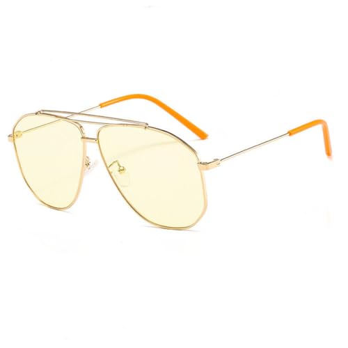 DENUVI Metall-Sonnenbrille UV400 Damen Herren Punk Fahren Doppelsteg für Outdoor-Sportarten Laufen und Reiten,Gelb DENUVI Metall-Sonnenbrille UV400 Damen Herren Punk Fahren Doppelsteg für Outdoor-Sportarten Laufen und Reiten,Gelb von DENUVI